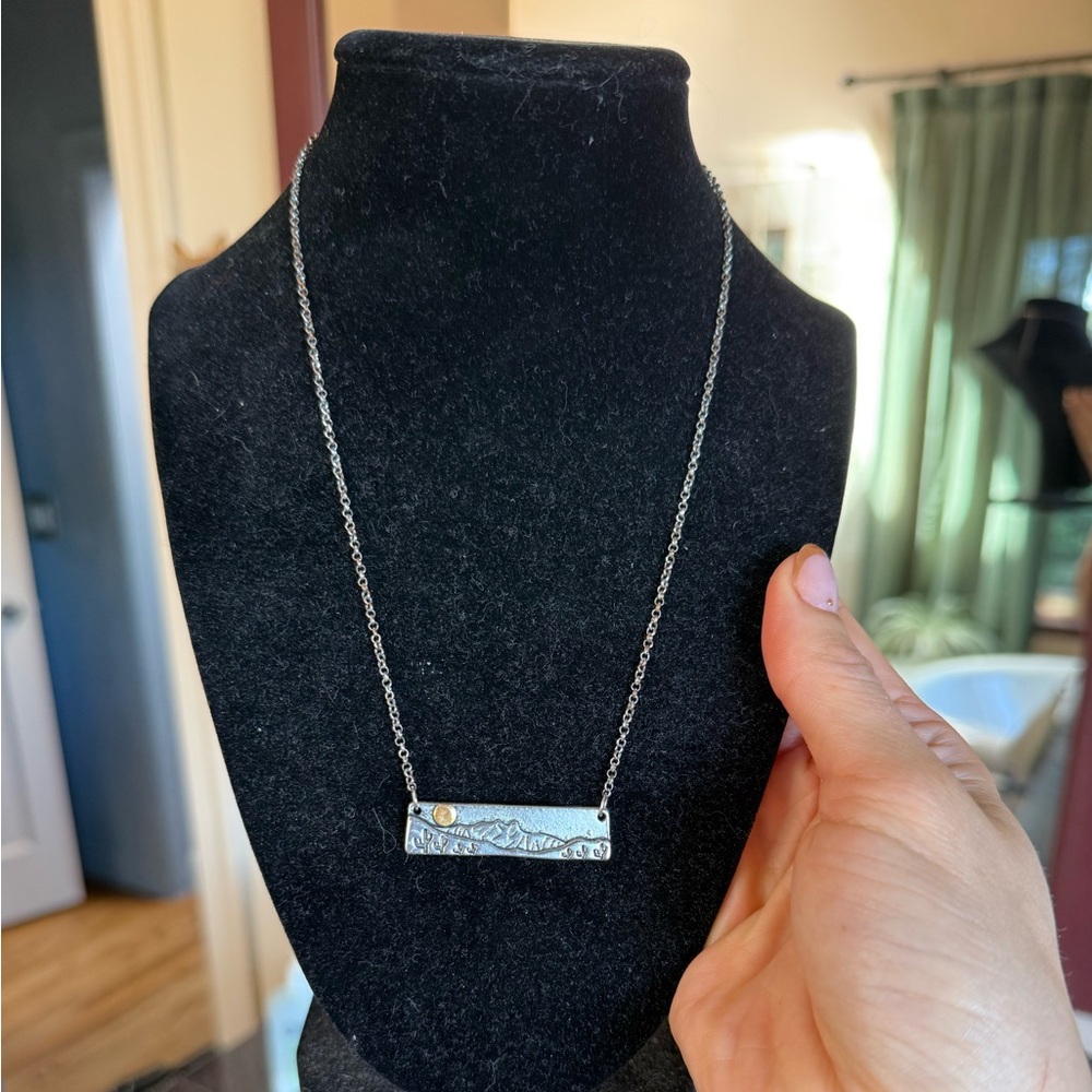 Sterling Silver Necklace with Gold Accent